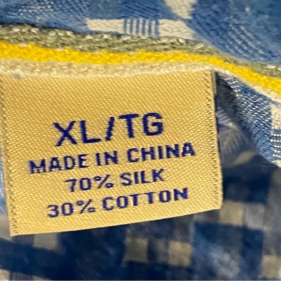Tommy Bahama Shirt Men Plaid Silk Blend XL Blue Wood Button Short Sleeve Beach - Picture 3 of 8